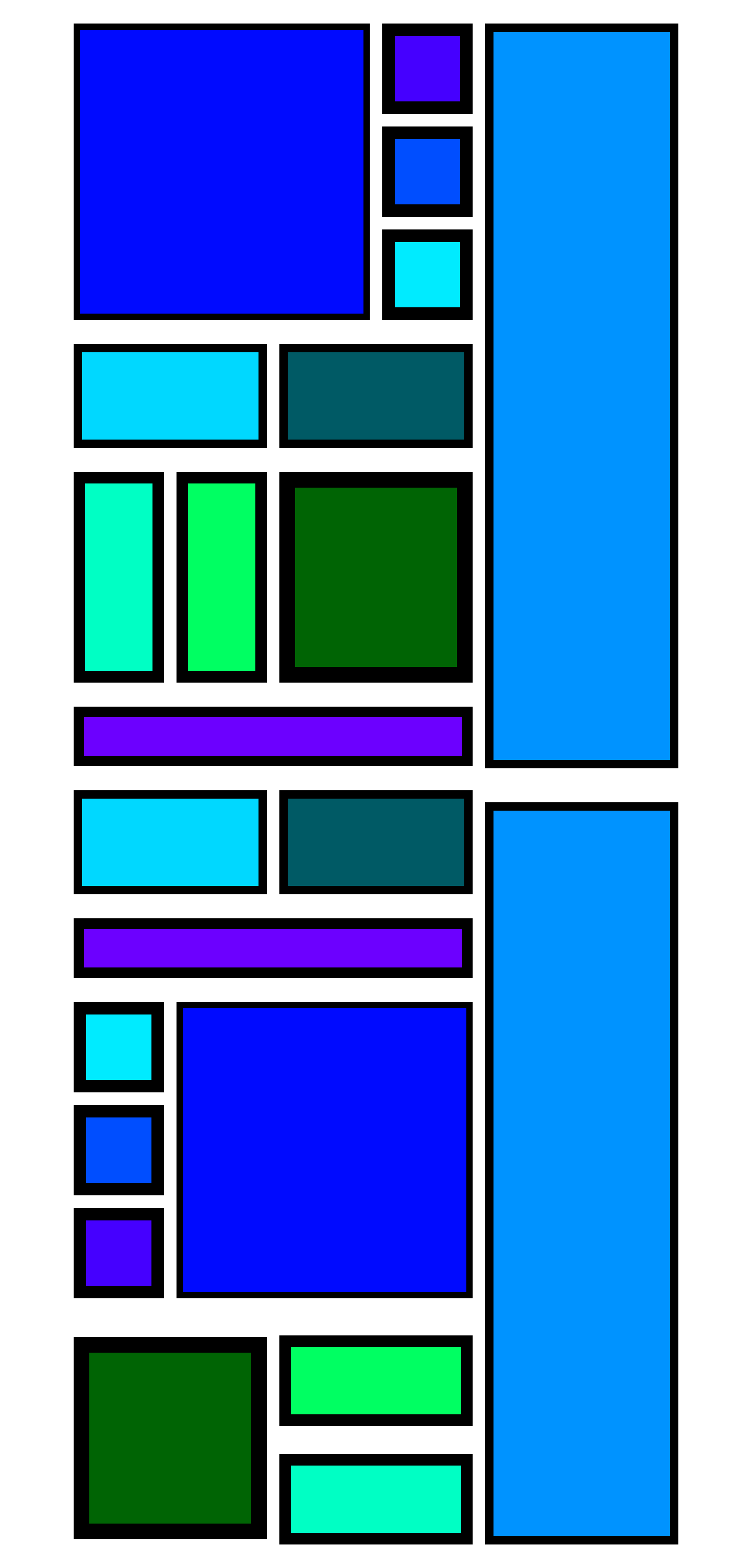 blue and green squares on a grid