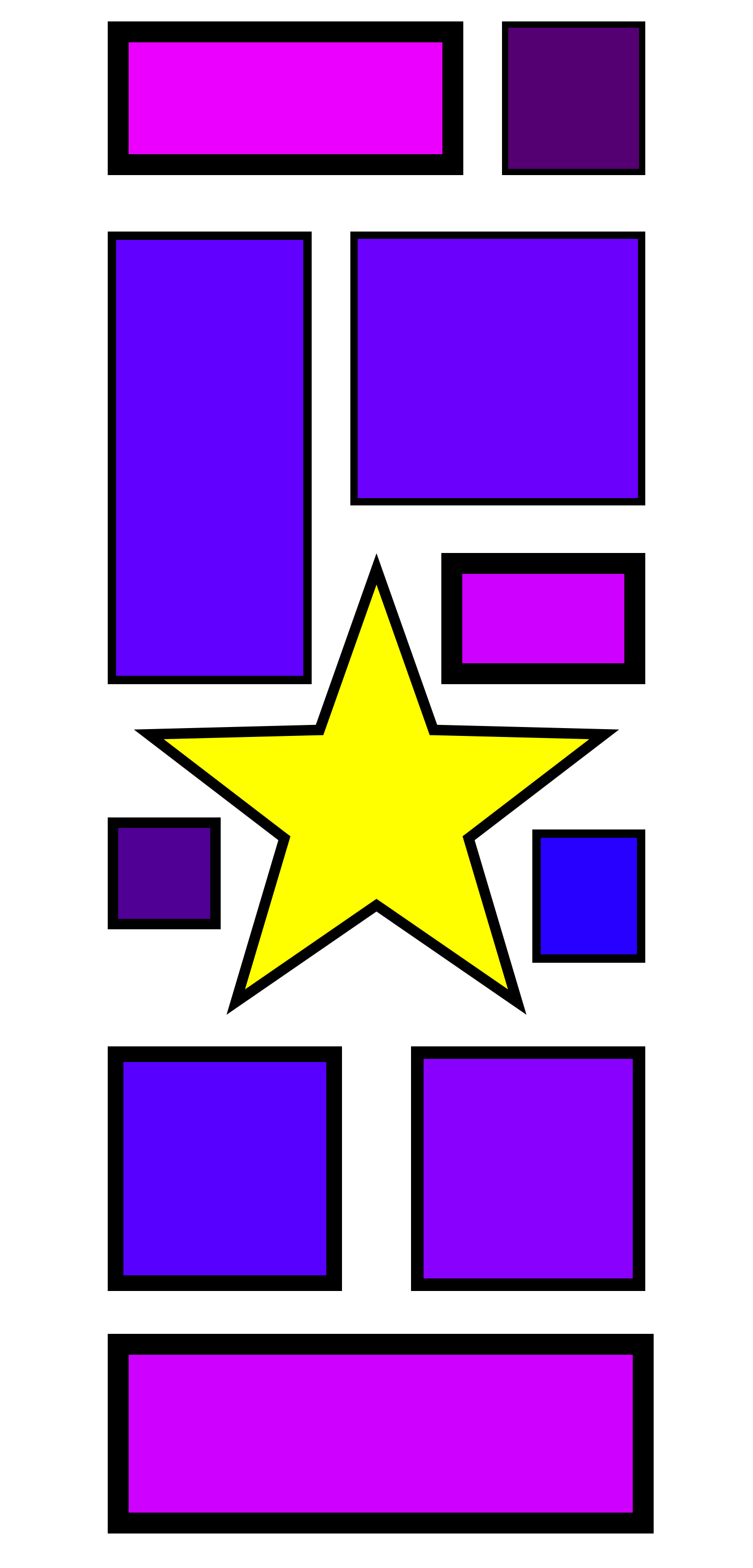 a star and purple squares on a grid